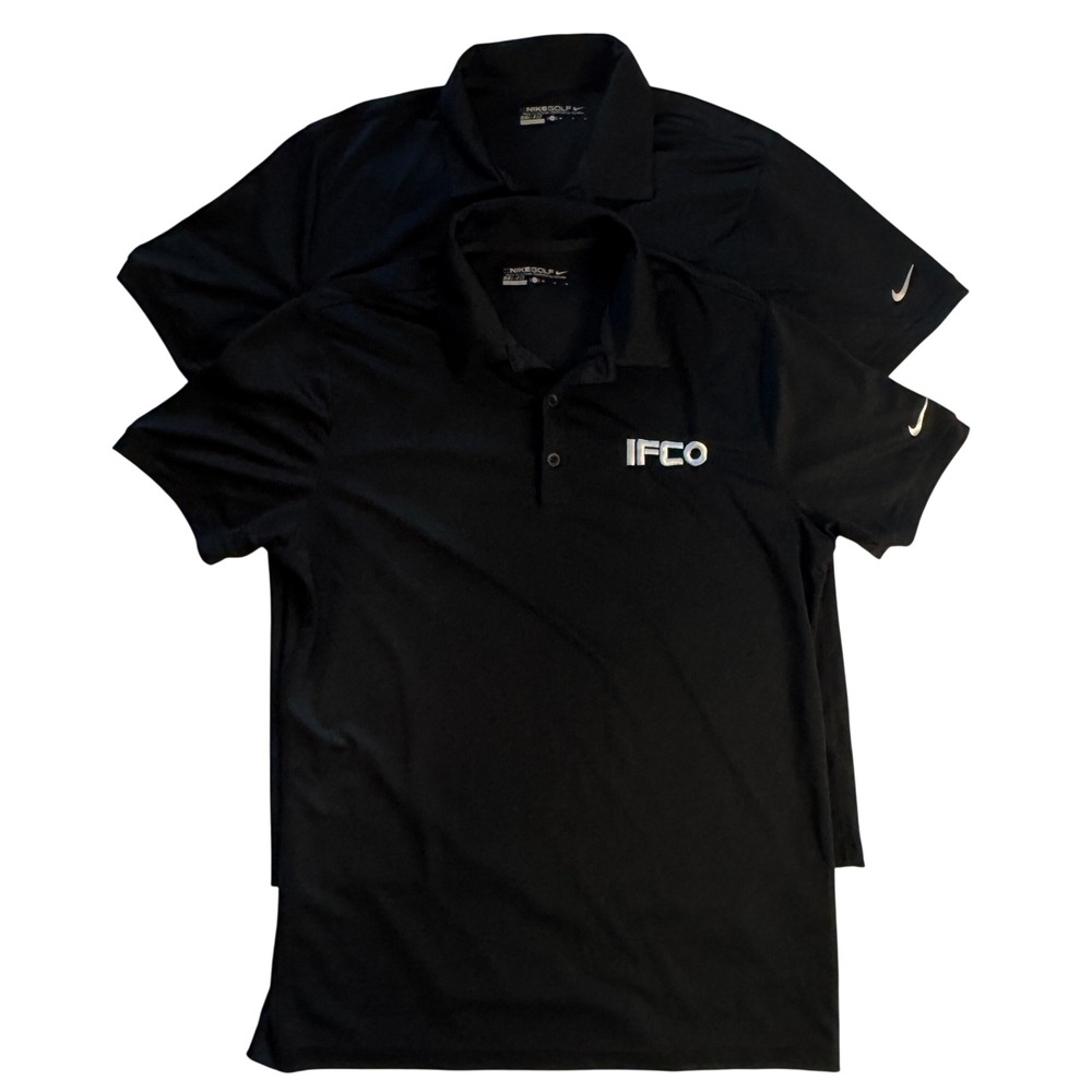 (2) Nike Golf Dri-FIT Polo Shirt Men's‎ Medium Black Short Sleeve